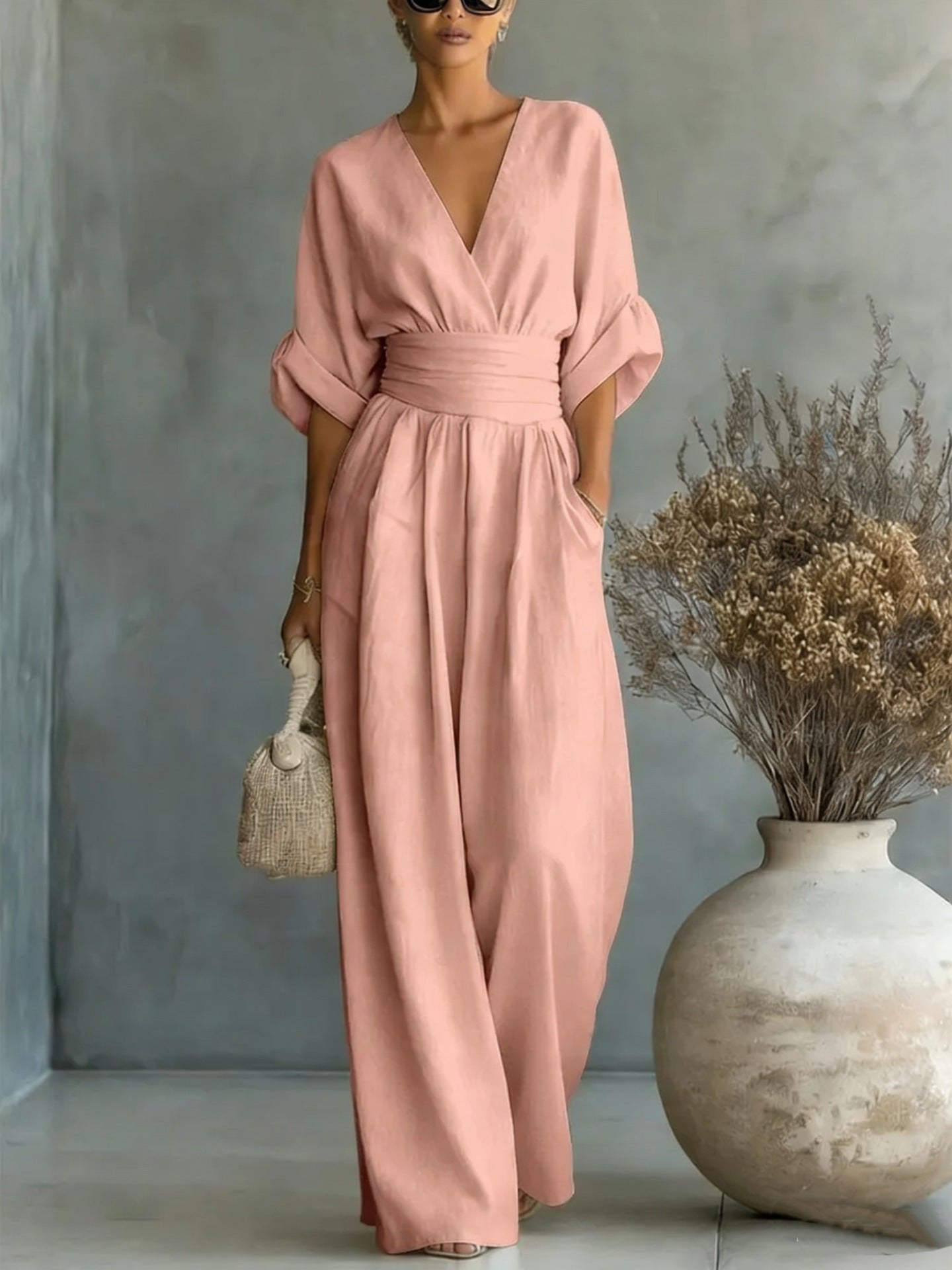 Femke - Elegante chique jumpsuit met brede taille voor dames View 11