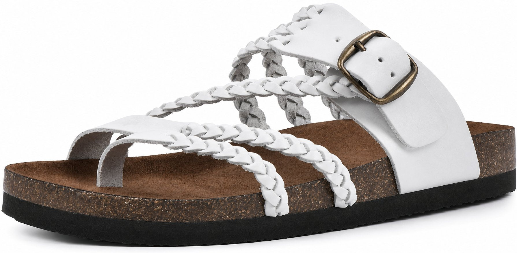 Femke - Gevlochten kurk sandalen voor dames Close Up