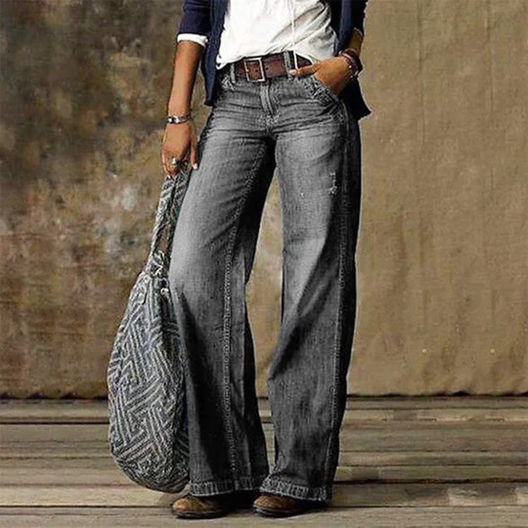 Femke - Stijlvolle high waist wide leg jeans voor dames Detail