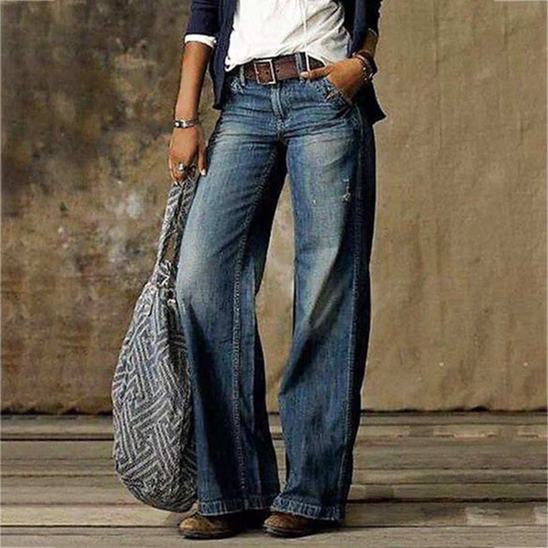 Femke - Stijlvolle high waist wide leg jeans voor dames Front