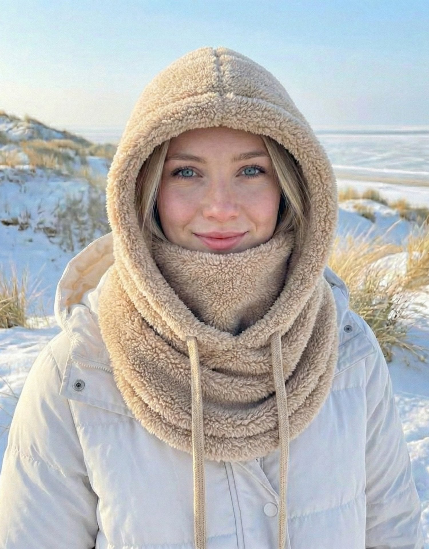 Femke - Warme wintermuts met sjaalkap voor dames Side
