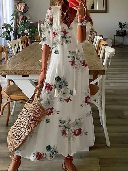 Fenna - Boho midi-jurk met ikat print voor dames Close Up