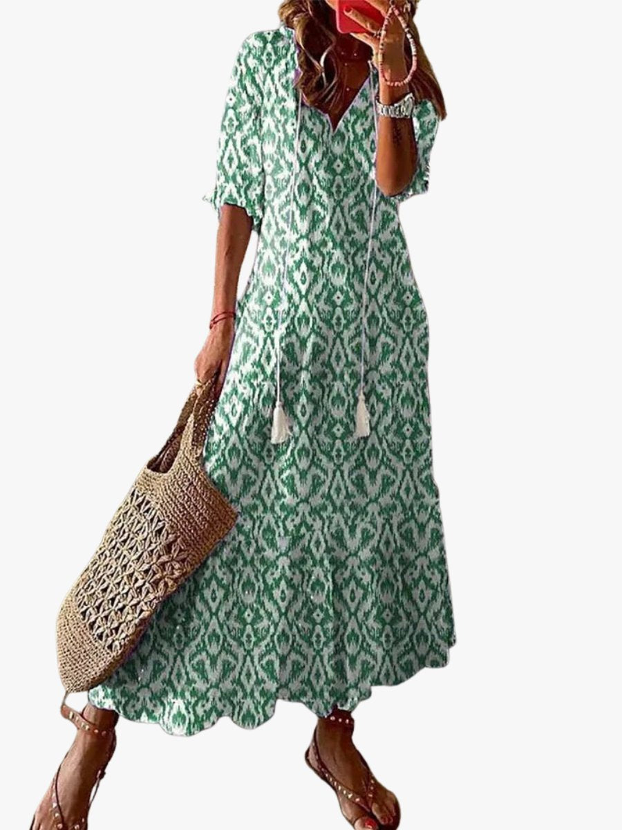 Fenna - Boho midi-jurk met ikat print voor dames Hero
