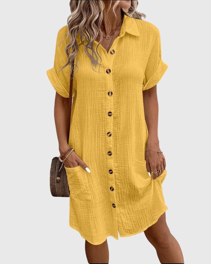 Fenna - Lichte zomerjurk met schildpadknopen voor dames Detail