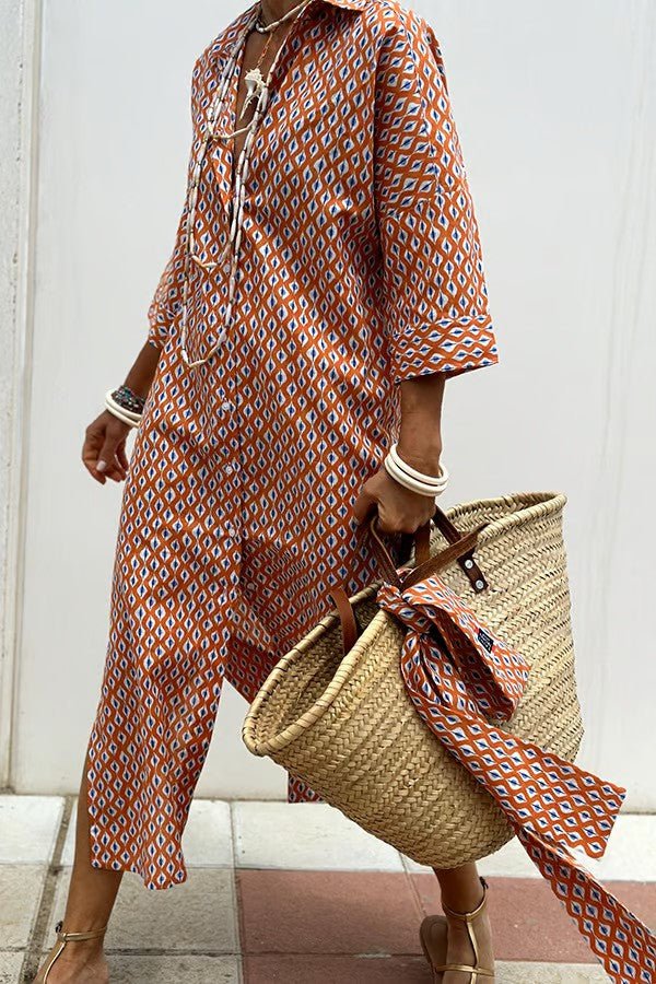 Fenna - Luchtige polo midi zomerjurk voor dames Detail
