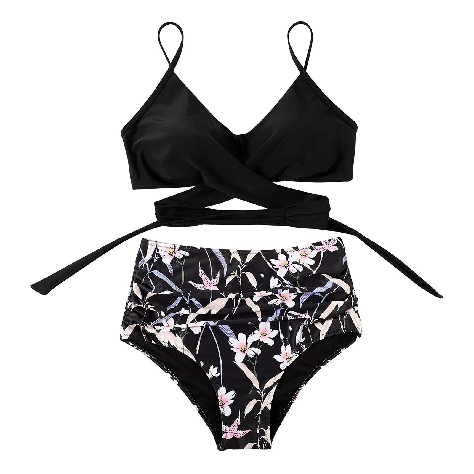 Fleur - Kleurrijke high waist damesbikini met crossover top Lifestyle