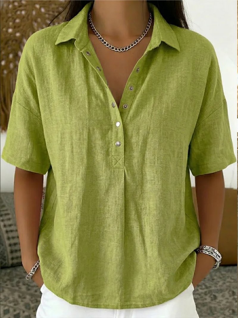 Fleur - Luchtige blouse met v-hals en knopen voor dames Lifestyle