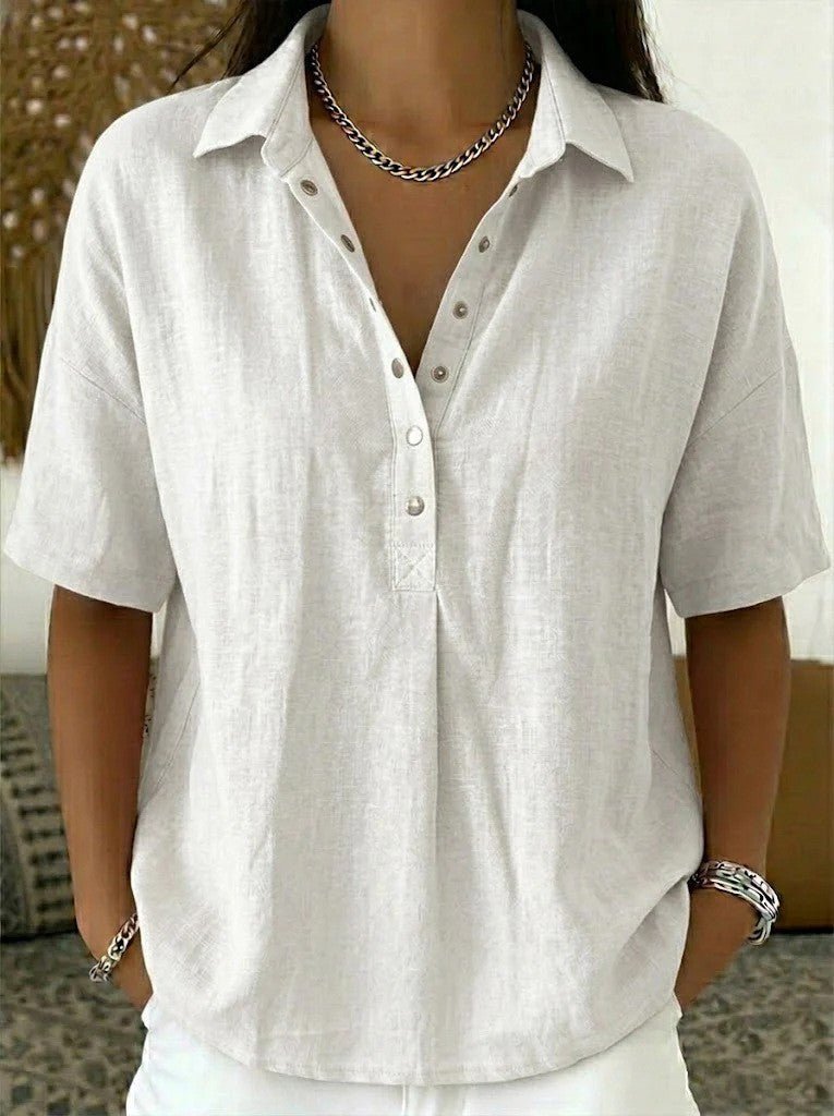 Fleur - Luchtige blouse met v-hals en knopen voor dames Side