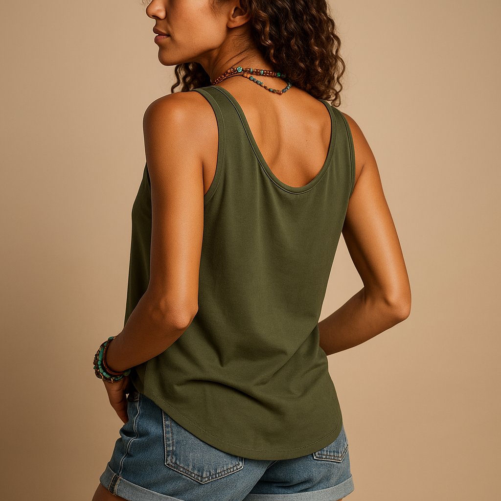 Fleur - Luchtige mouwloze top met knoopdetail voor dames Front