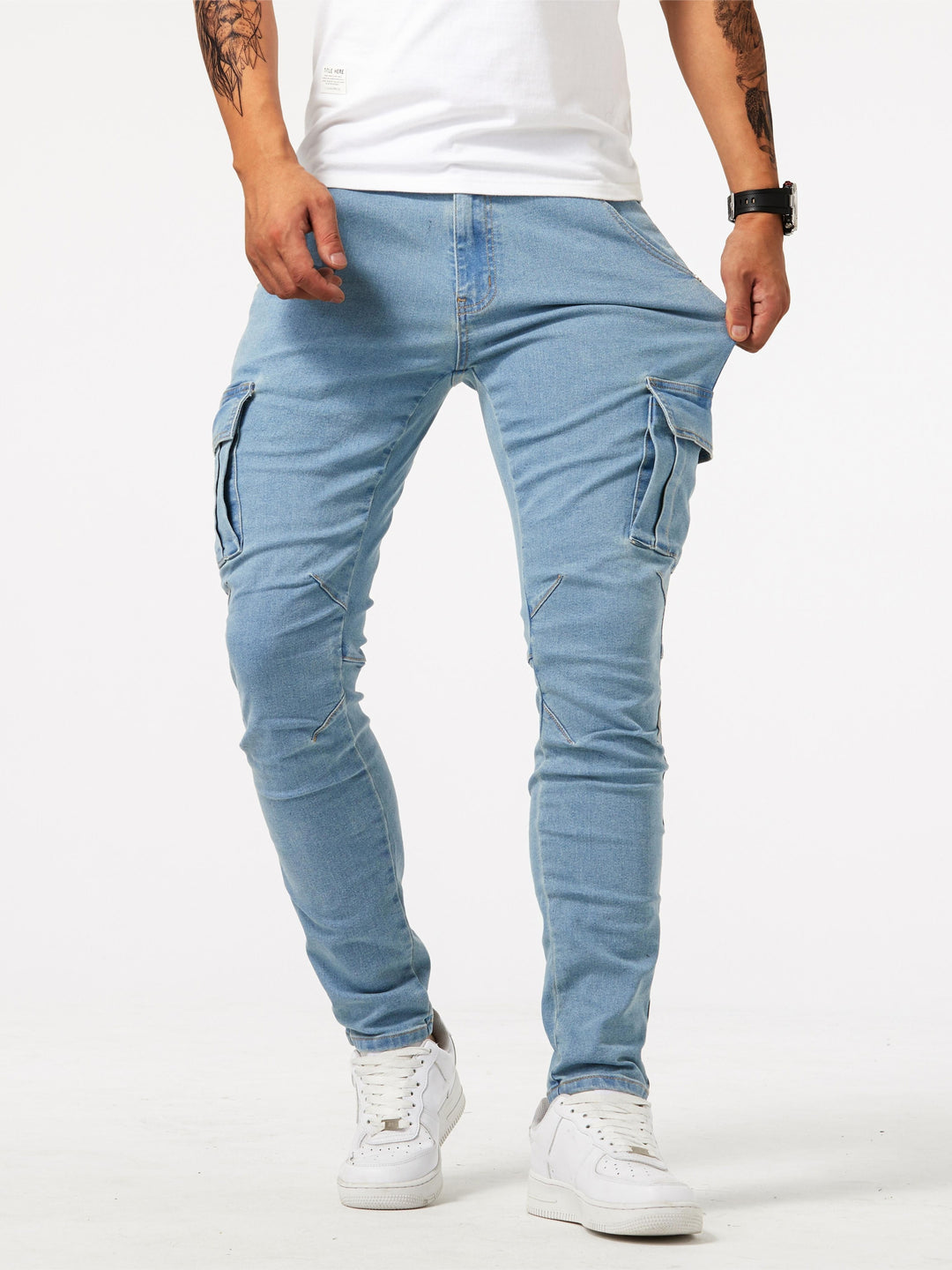 Giel - Slim fit cargo jeans voor heren