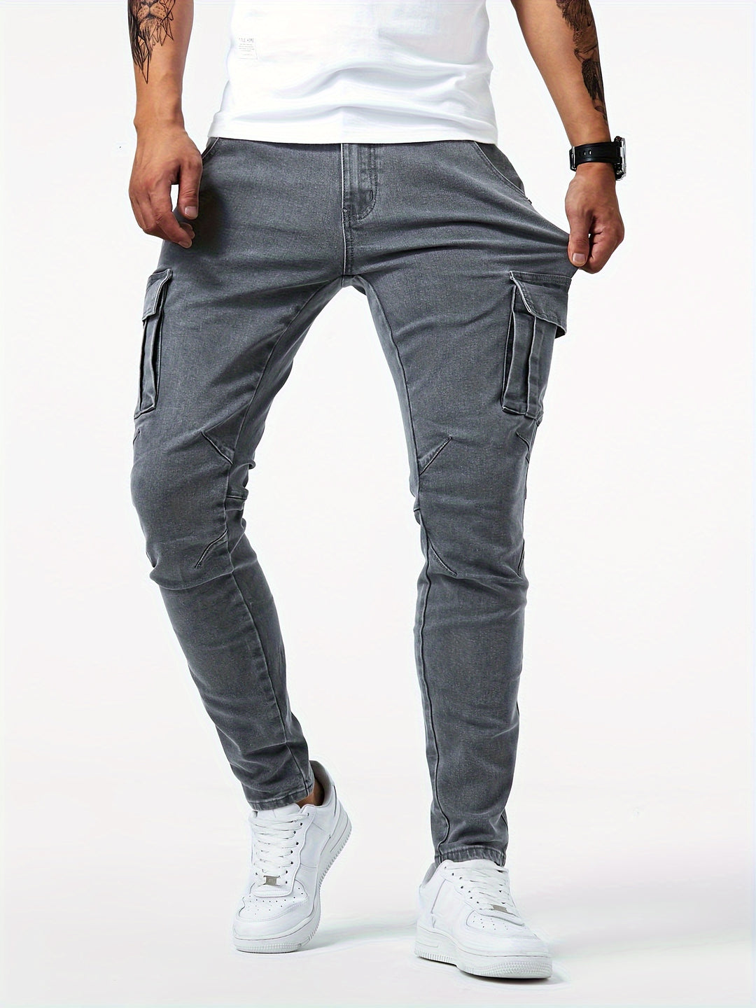Giel - Slim fit cargo jeans voor heren