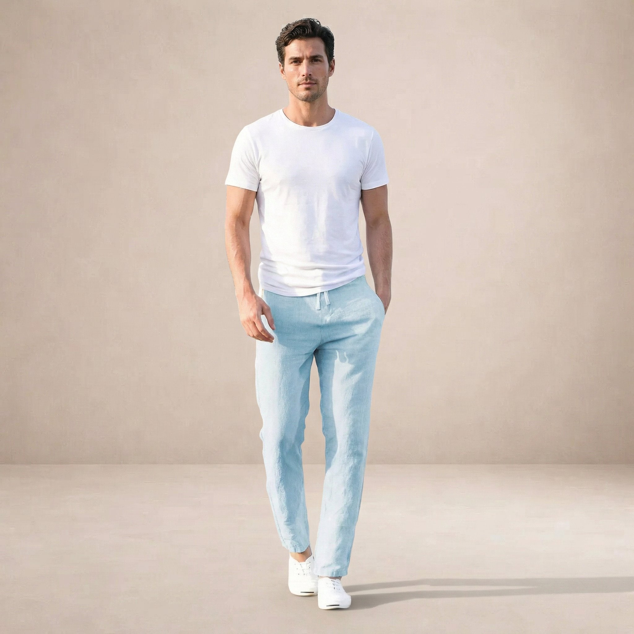 Giel - Luchtige linnen zomerbroek met elastische taille voor heren Lifestyle