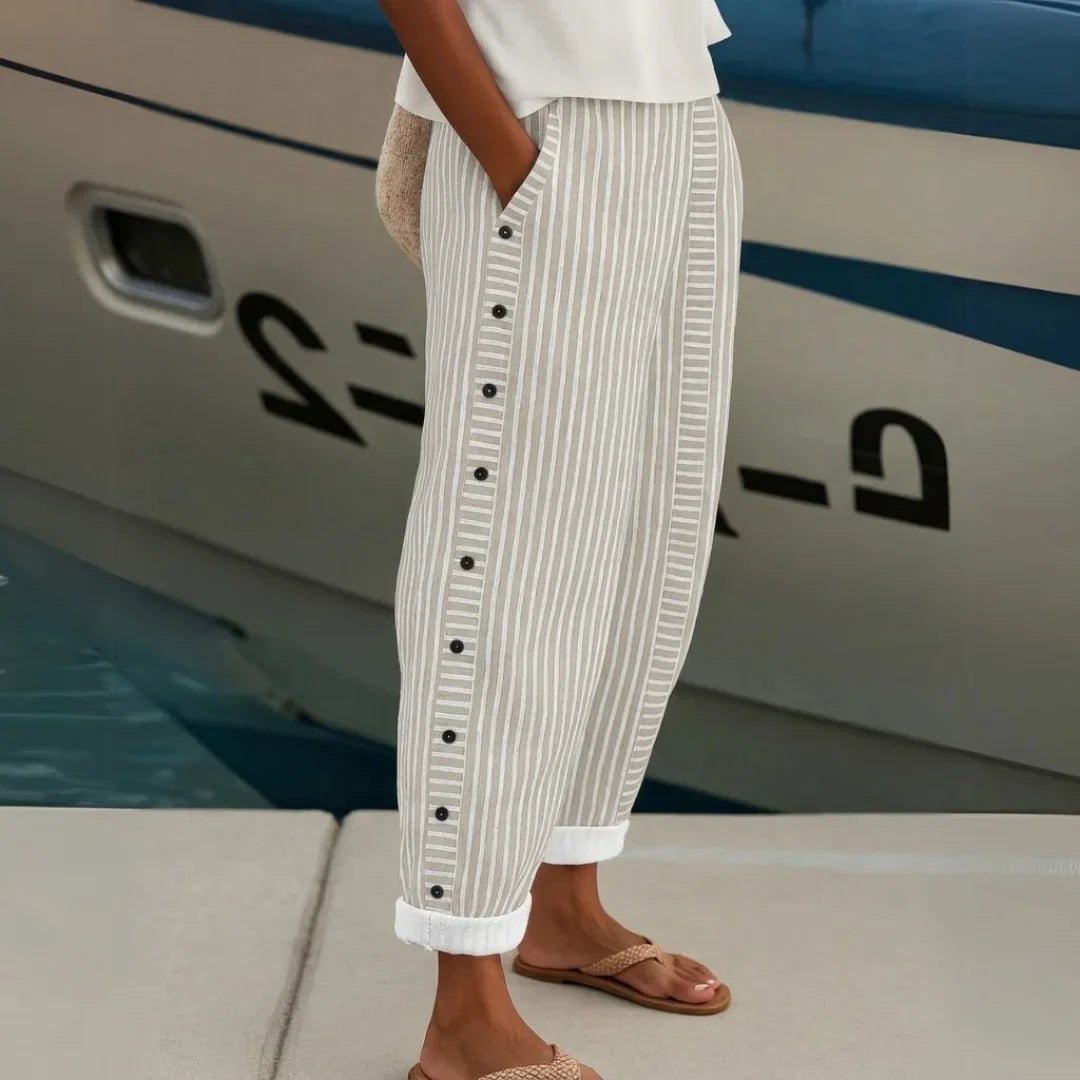 Greet - Comfortabele gestreepte casual broek voor dames Side