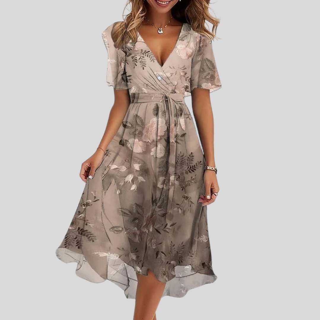 Greet - Elegante zomerjurk met vlindermouwen voor dames Back