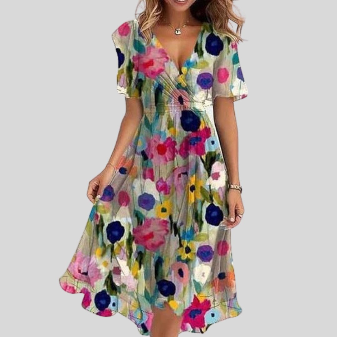 Greet - Elegante zomerjurk met vlindermouwen voor dames Detail