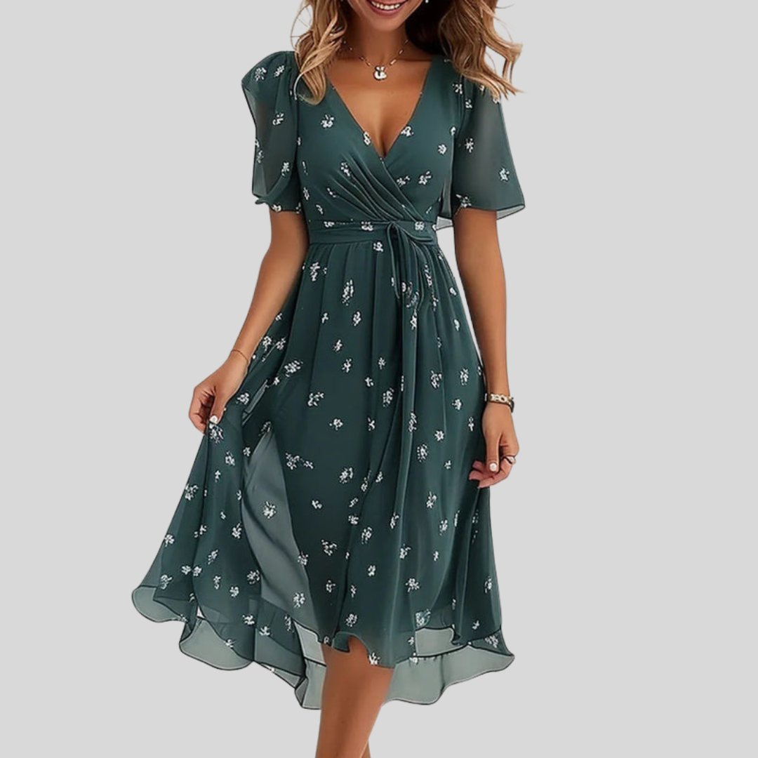 Greet - Elegante zomerjurk met vlindermouwen voor dames Side