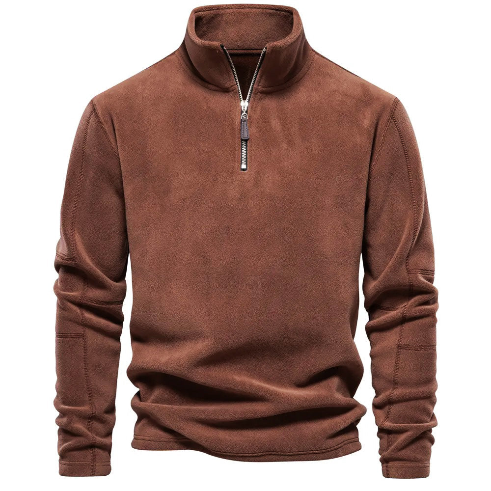 Giel - Gebreide half-zip trui met opstaande kraag voor heren