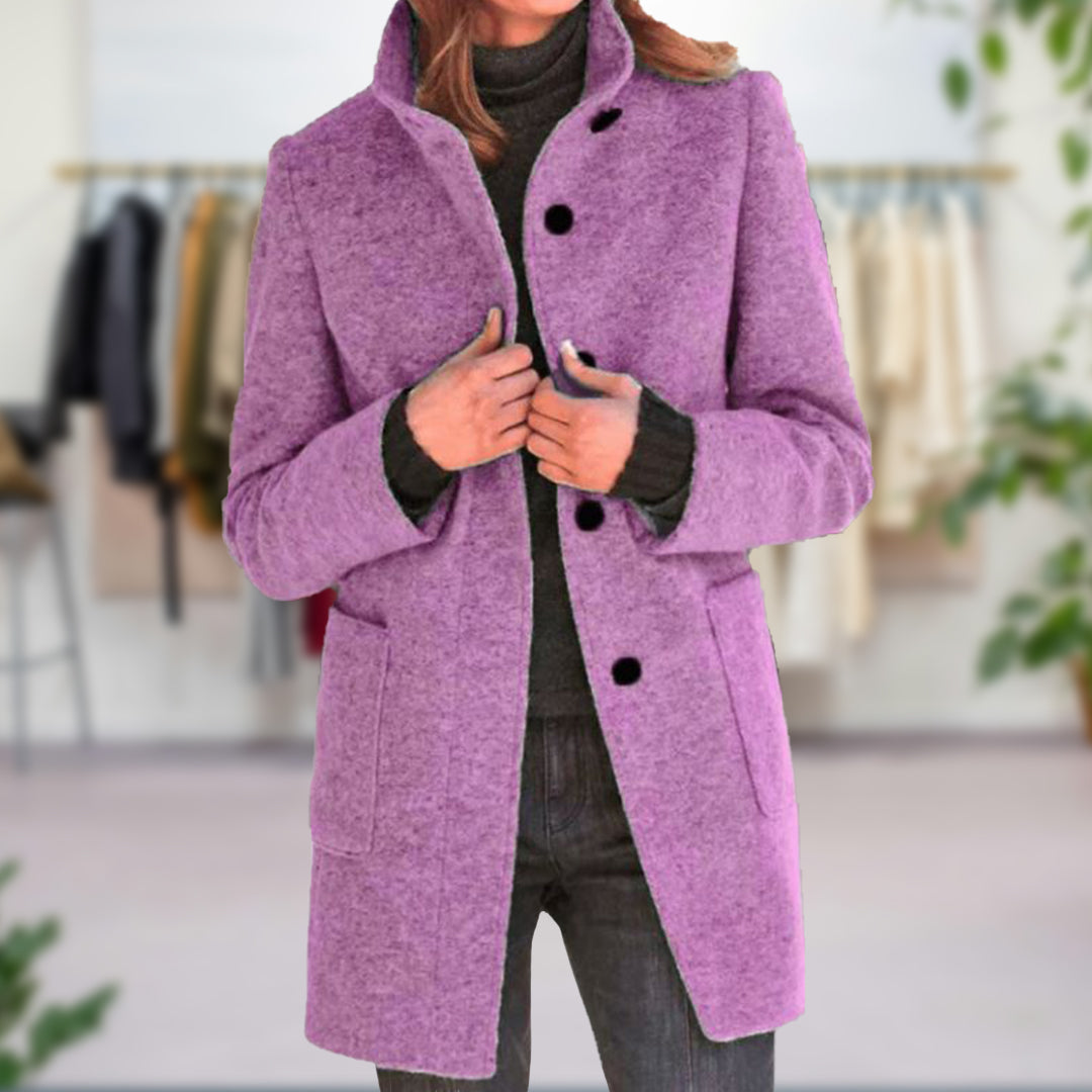 Lieke - Elegante lange mantel met opstaande kraag voor dames