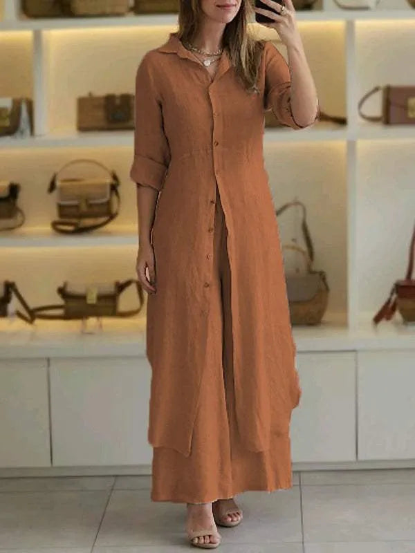 Lieke - Luchtige linnen set met rok voor dames