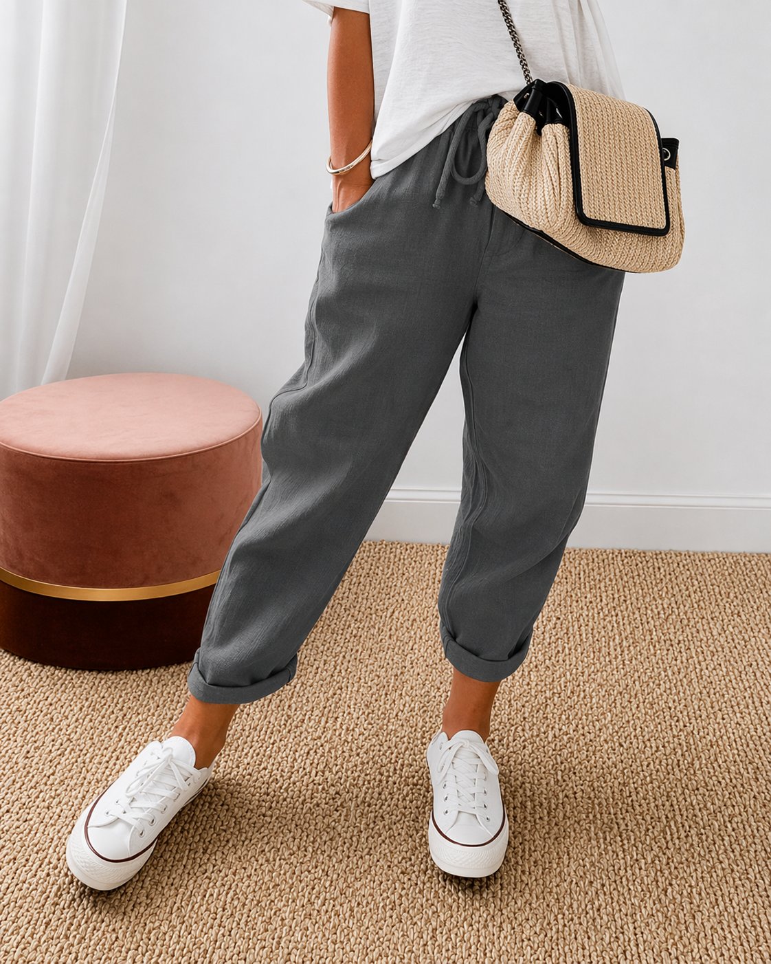 Inge - Ontspannen linnen broek met rechte pijpen voor dames Lifestyle