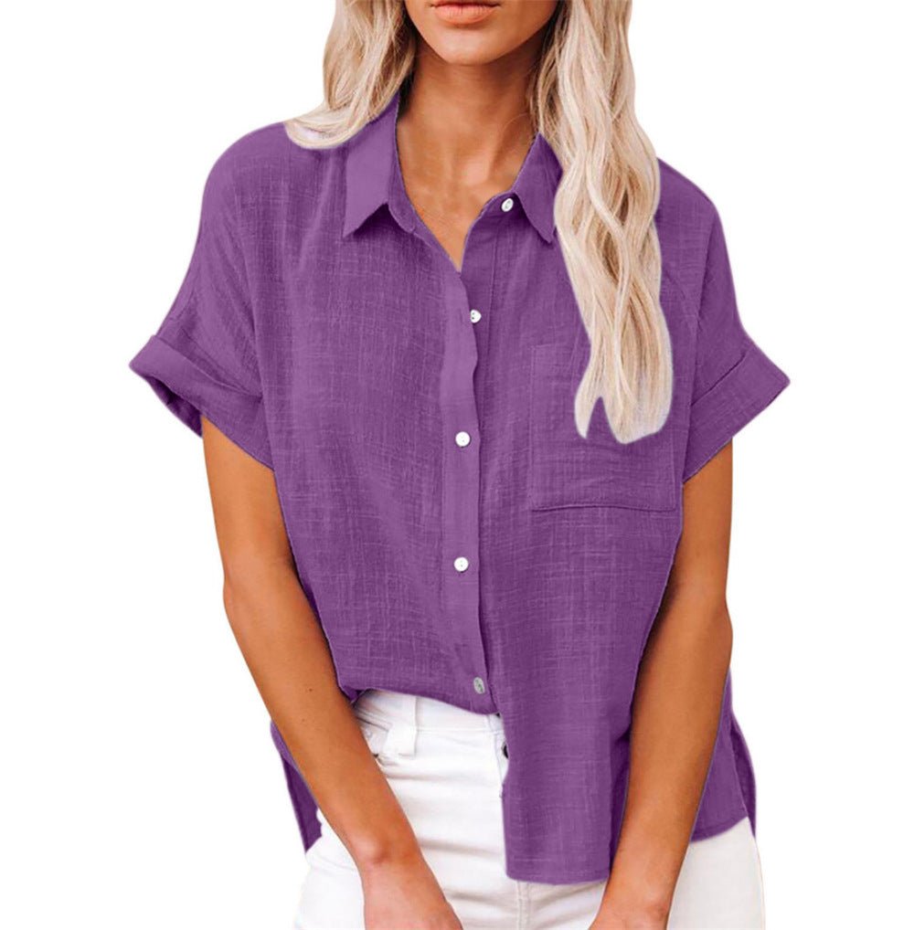 Iris - Luchtige linnen blouse met omgeslagen mouwen voor dames Alternate
