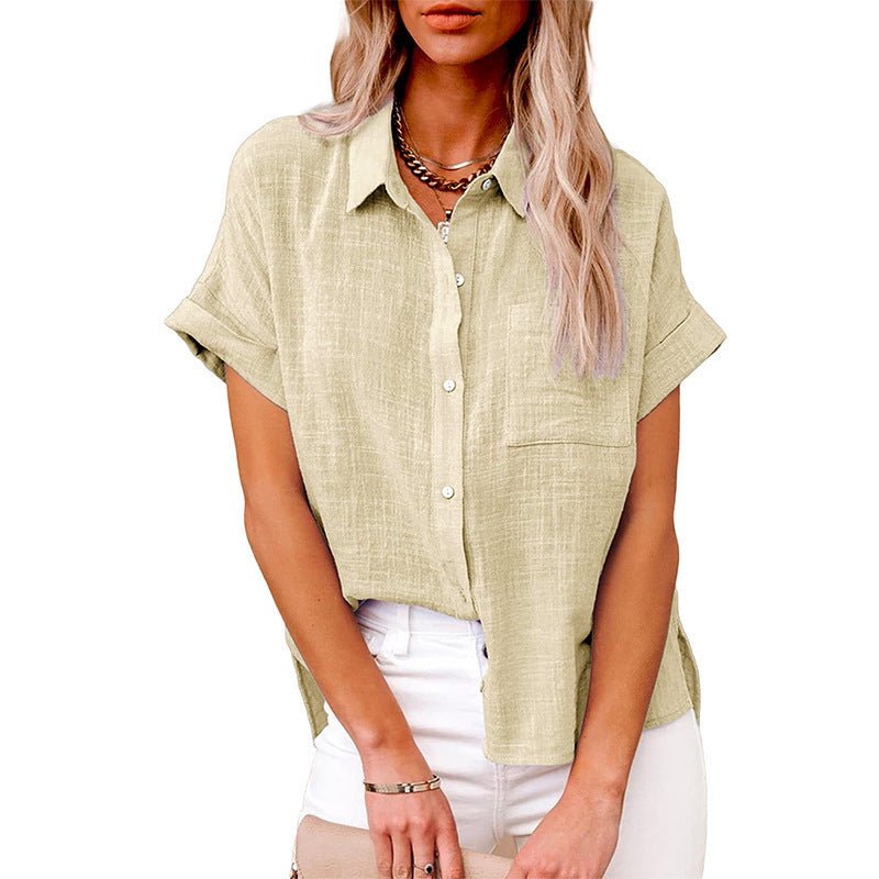 Iris - Luchtige linnen blouse met omgeslagen mouwen voor dames View 11