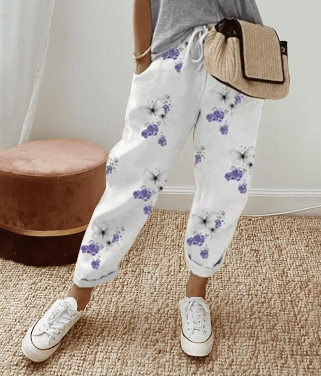 Jet - Elegante broek met abstracte cirkelprint voor dames Back