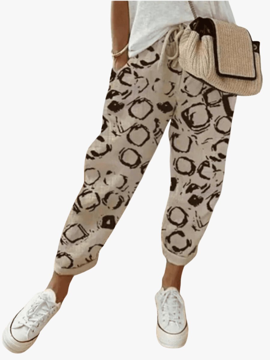 Jet - Elegante broek met abstracte cirkelprint voor dames Hero