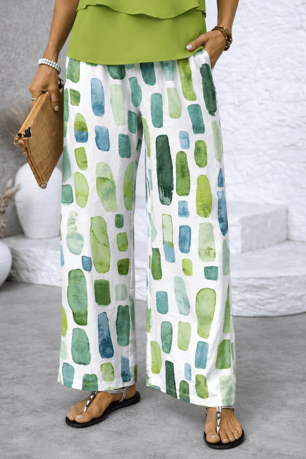 Jet - Vloeiende zomerset met aquarelprint voor dames Back