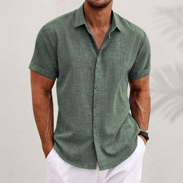 Joris - Luchtig linnen overhemd met korte mouwen voor heren Detail