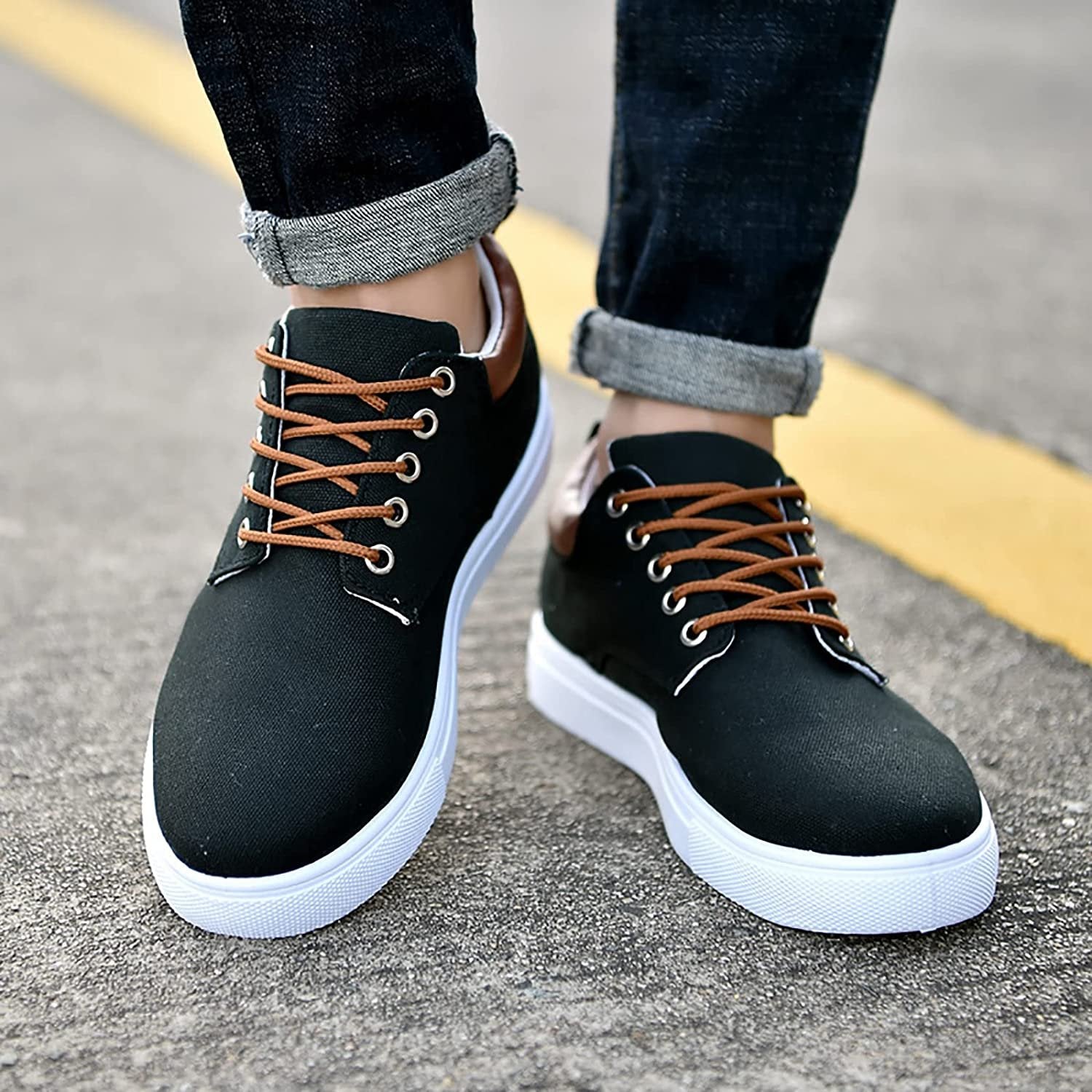 Joris - Stoere canvas sneakers met witte zool voor heren Detail
