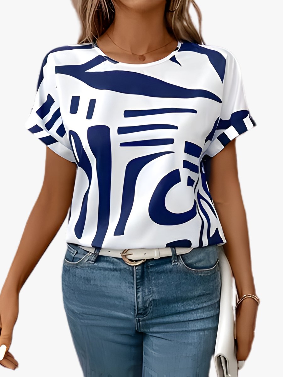Loes - Abstract bedrukt t-shirt voor dames Hero