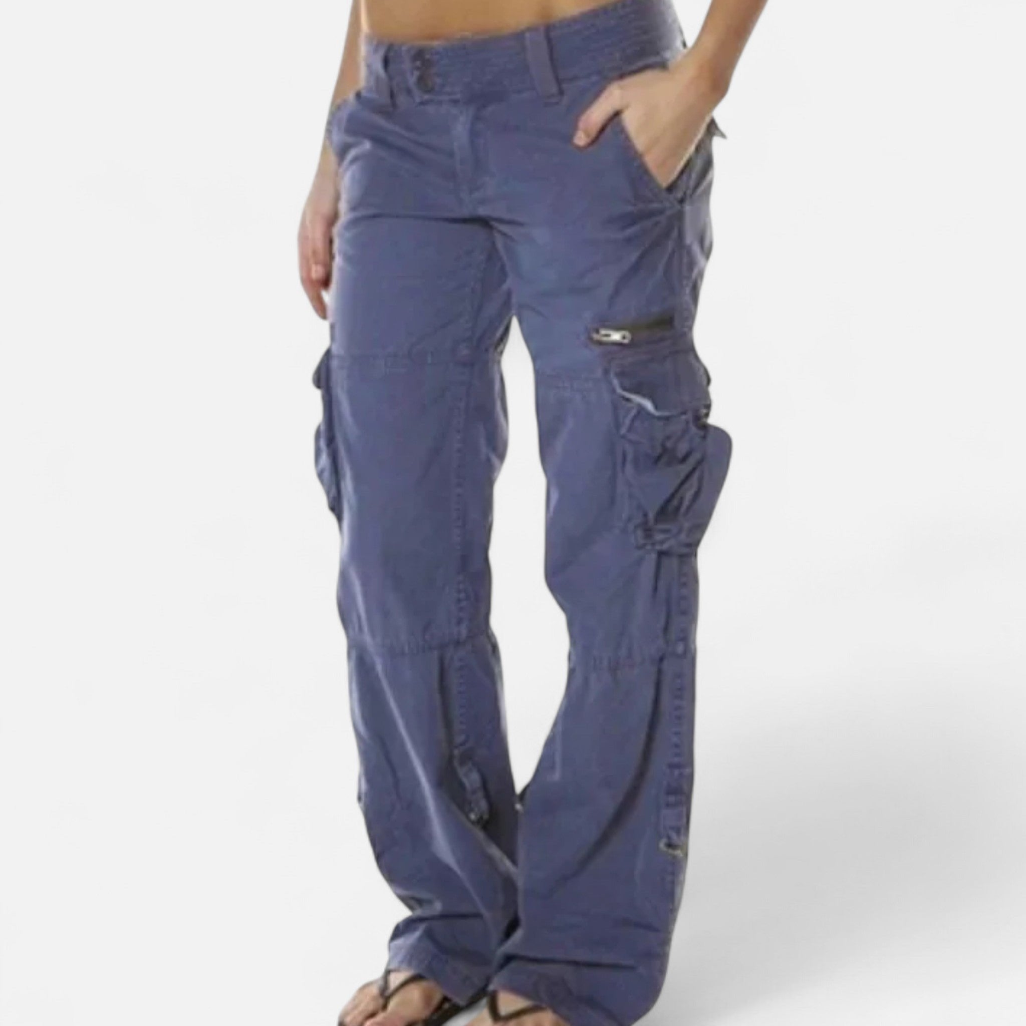 Loes - Relaxed cargo broek met rechte pijpen voor dames Close Up