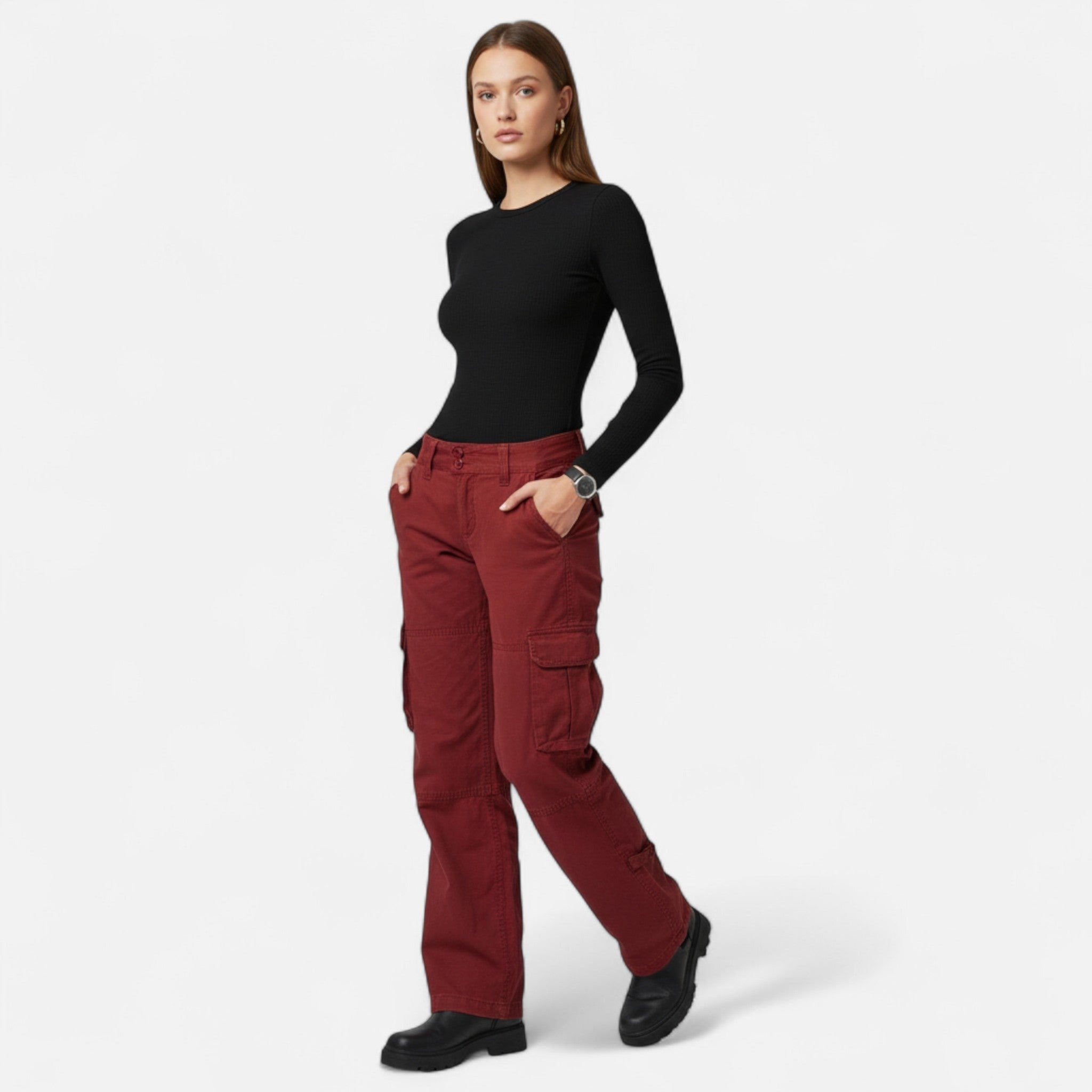 Loes - Relaxed cargo broek met rechte pijpen voor dames Hero