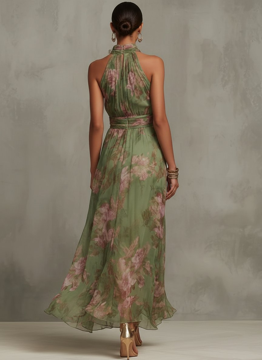 Lotte - Luchtige bloemen halterjurk voor dames Detail
