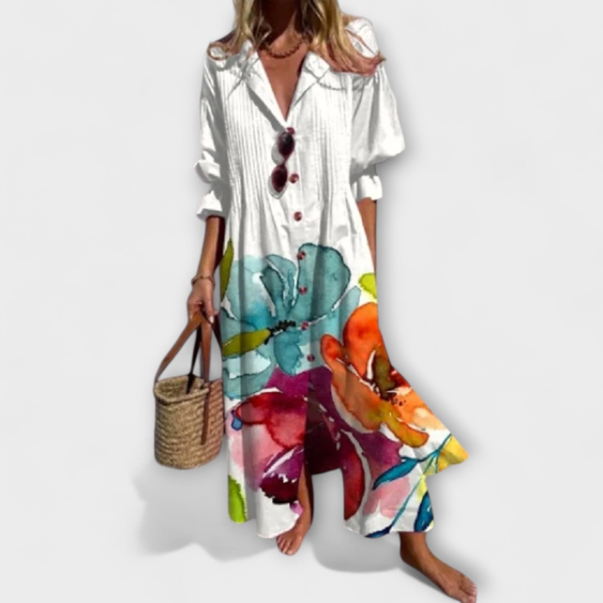 Lotte - Minimalistische vloeiende maxi-jurk voor dames Angle