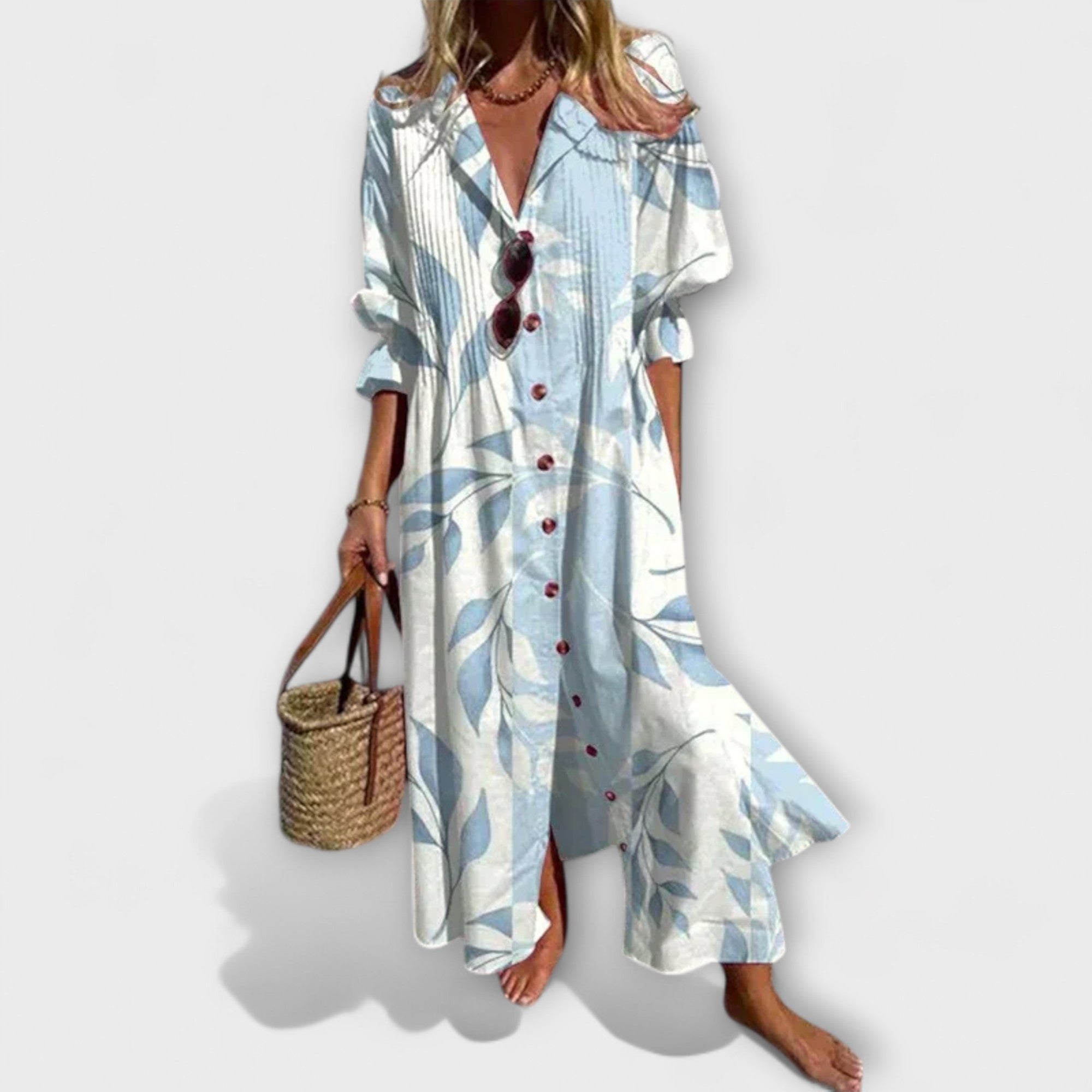 Lotte - Minimalistische vloeiende maxi-jurk voor dames Close Up