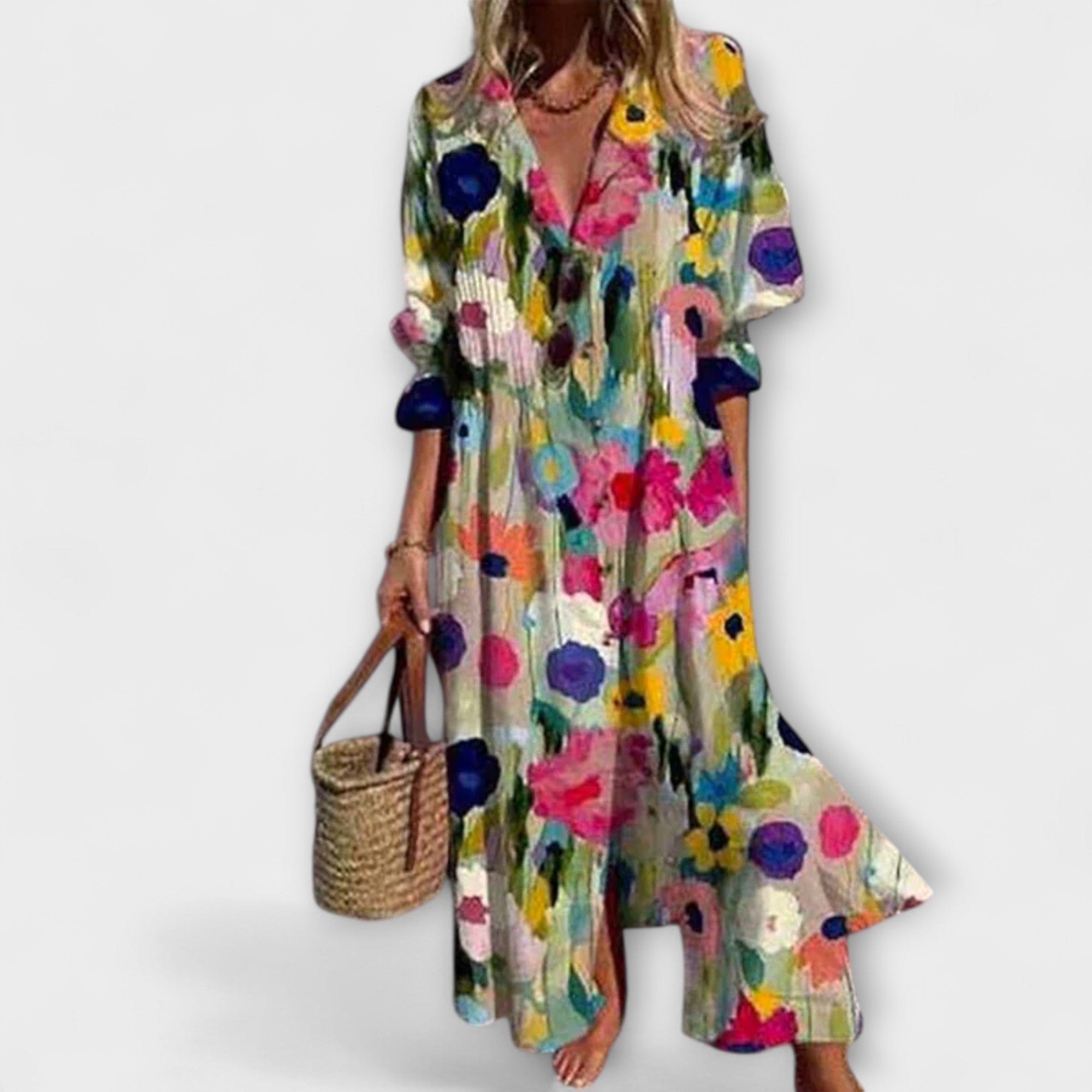 Lotte - Minimalistische vloeiende maxi-jurk voor dames Front