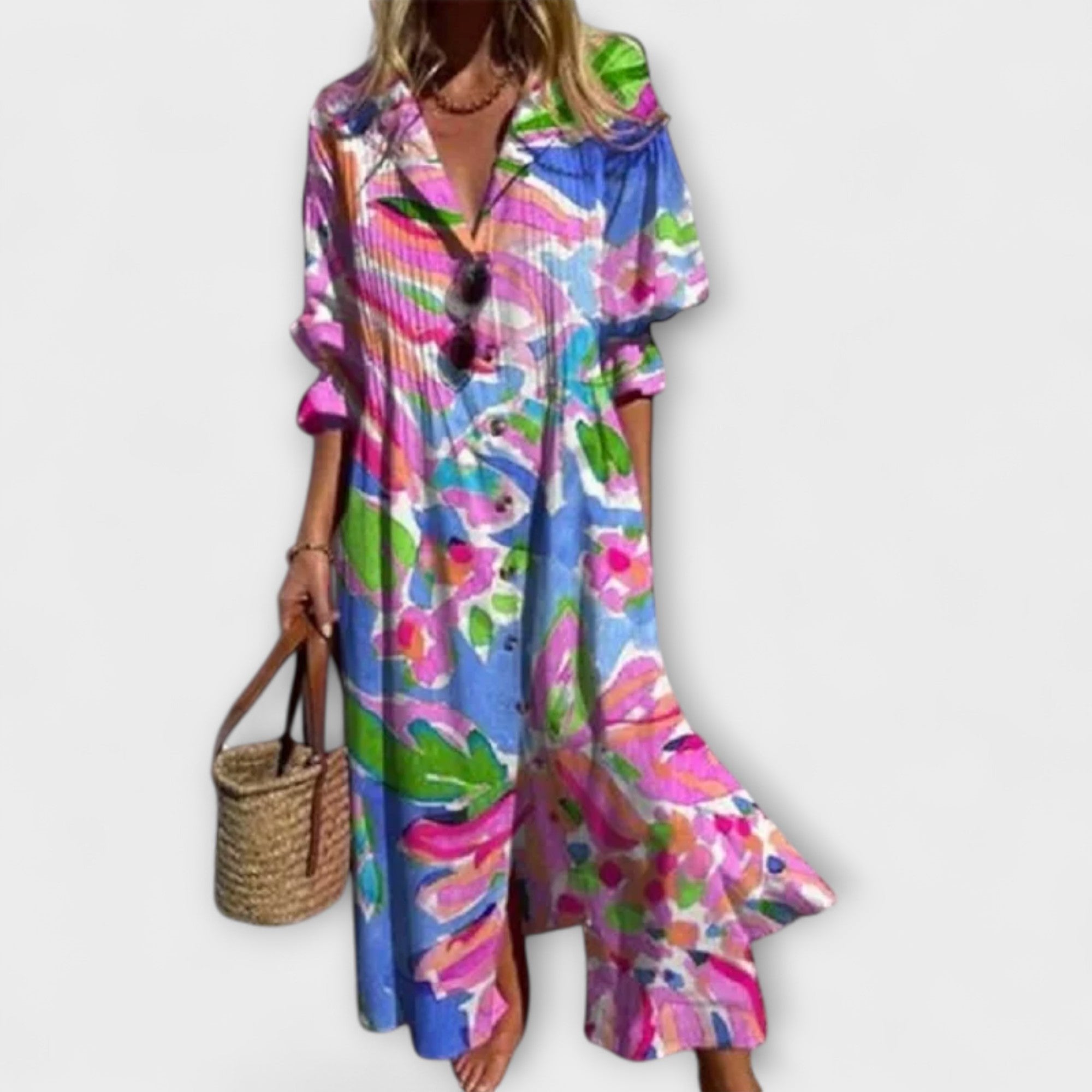 Lotte - Minimalistische vloeiende maxi-jurk voor dames Side