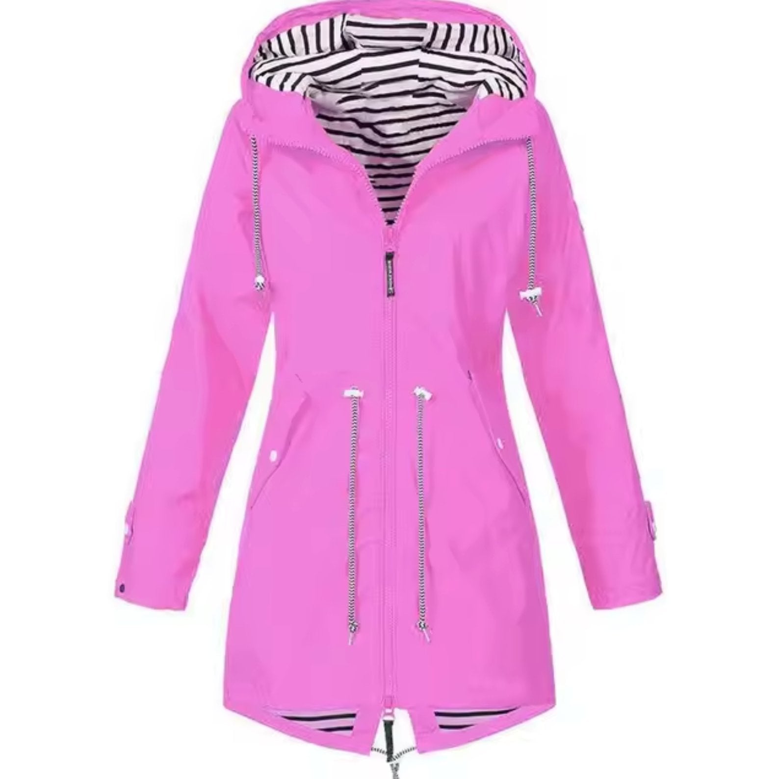 Lotte - Wind- en waterdichte regenjas met gestreepte capuchon voor dames Detail