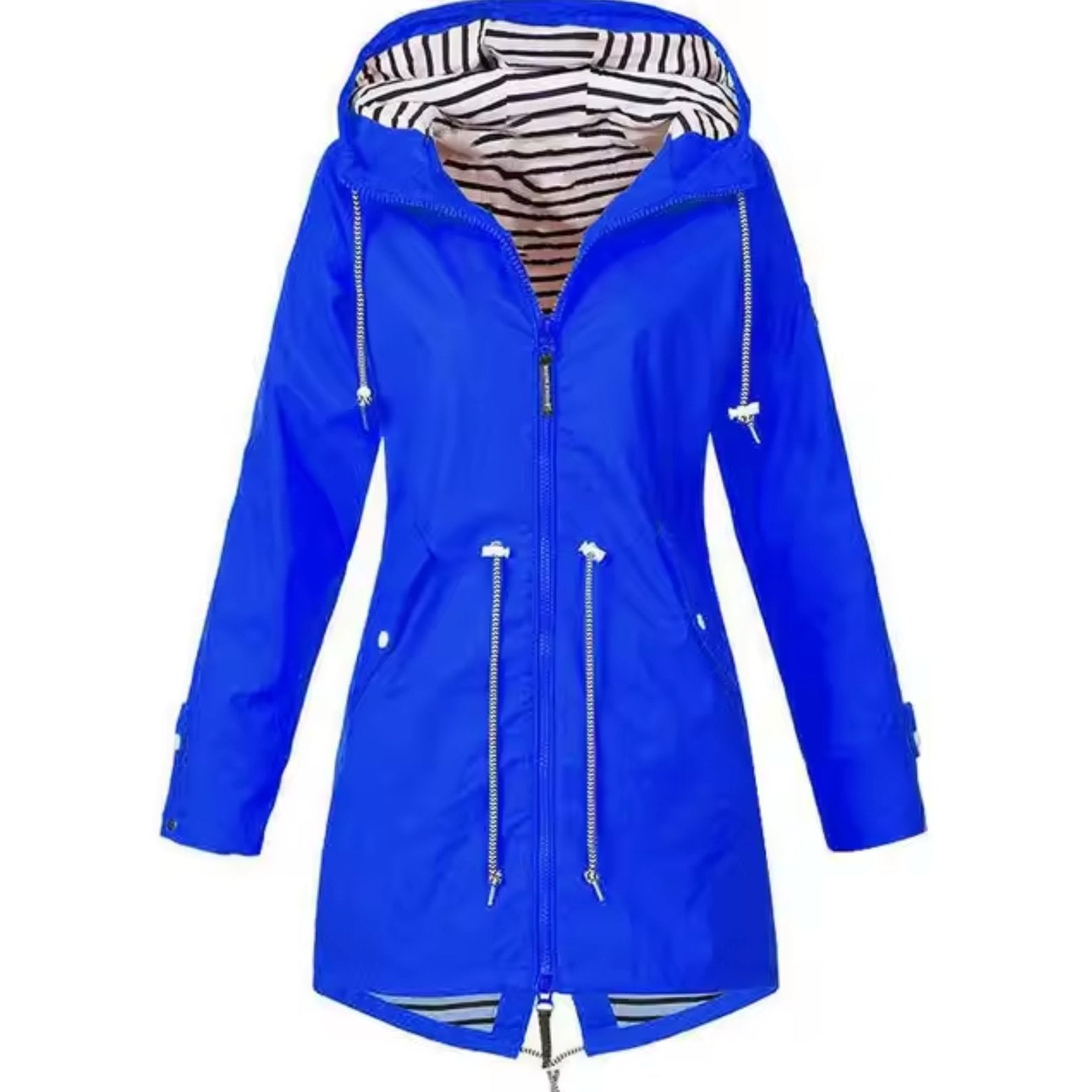 Lotte - Wind- en waterdichte regenjas met gestreepte capuchon voor dames Front