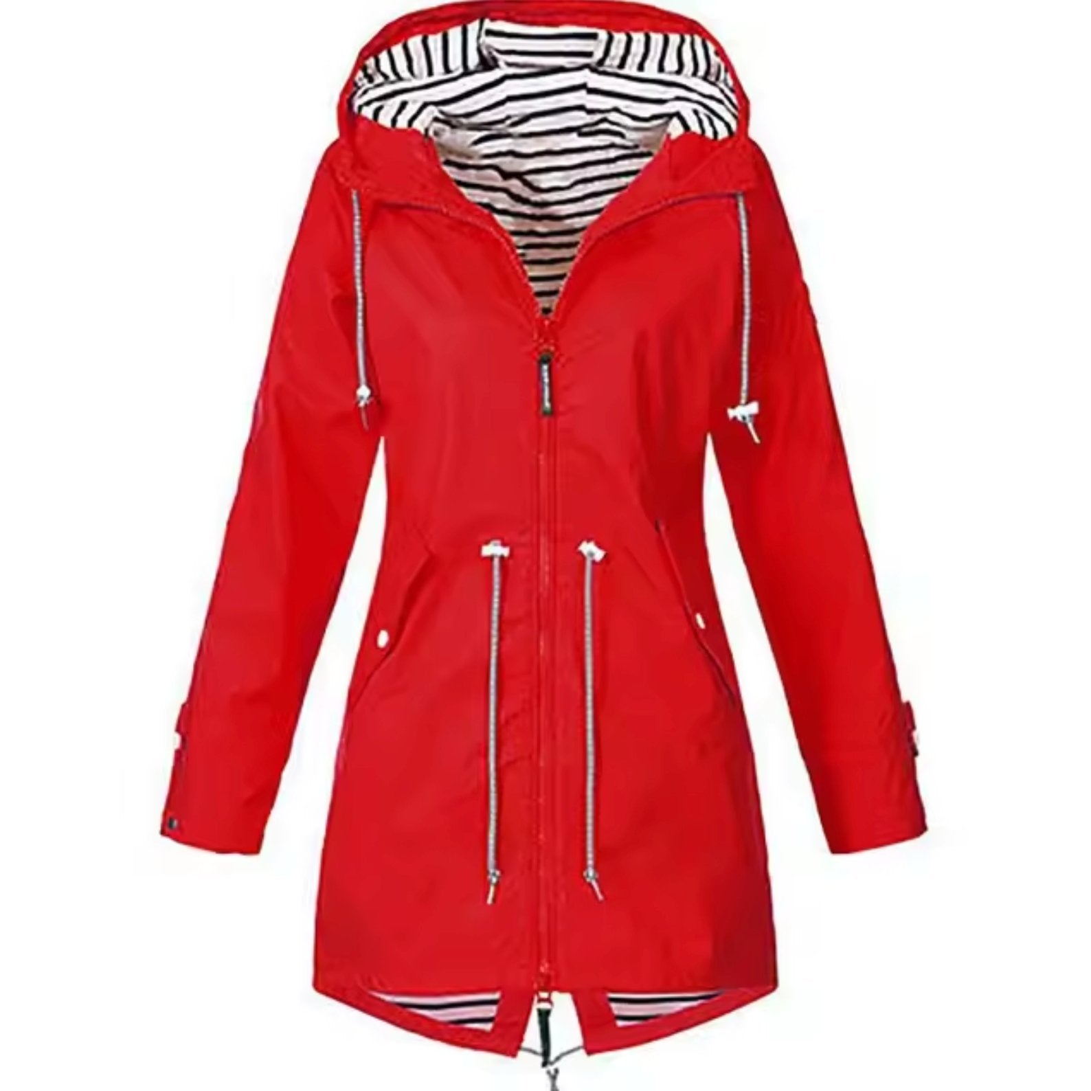 Lotte - Wind- en waterdichte regenjas met gestreepte capuchon voor dames Side