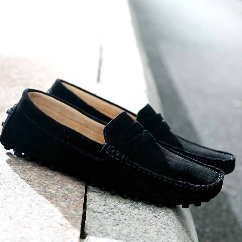 Maarten - Casual suède loafers met penny strap voor heren Detail