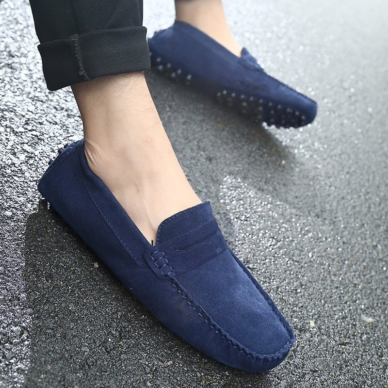 Maarten - Casual suède loafers met penny strap voor heren Side