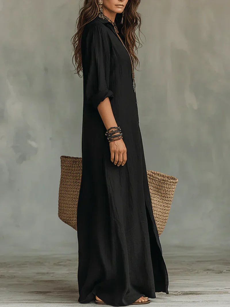 Margot - Chique vloeiende maxi jurk met v-hals voor dames Back