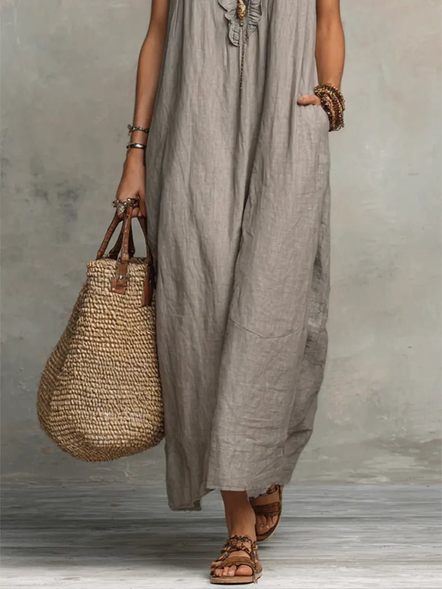 Margot - Vloeiende boho jurk met v-hals en ruches voor dames View 14
