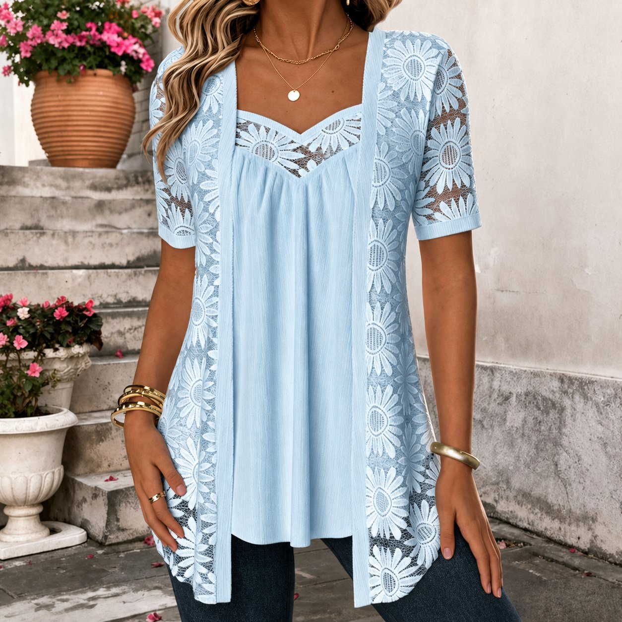 Maud - Elegante kanten blouse voor dames Angle
