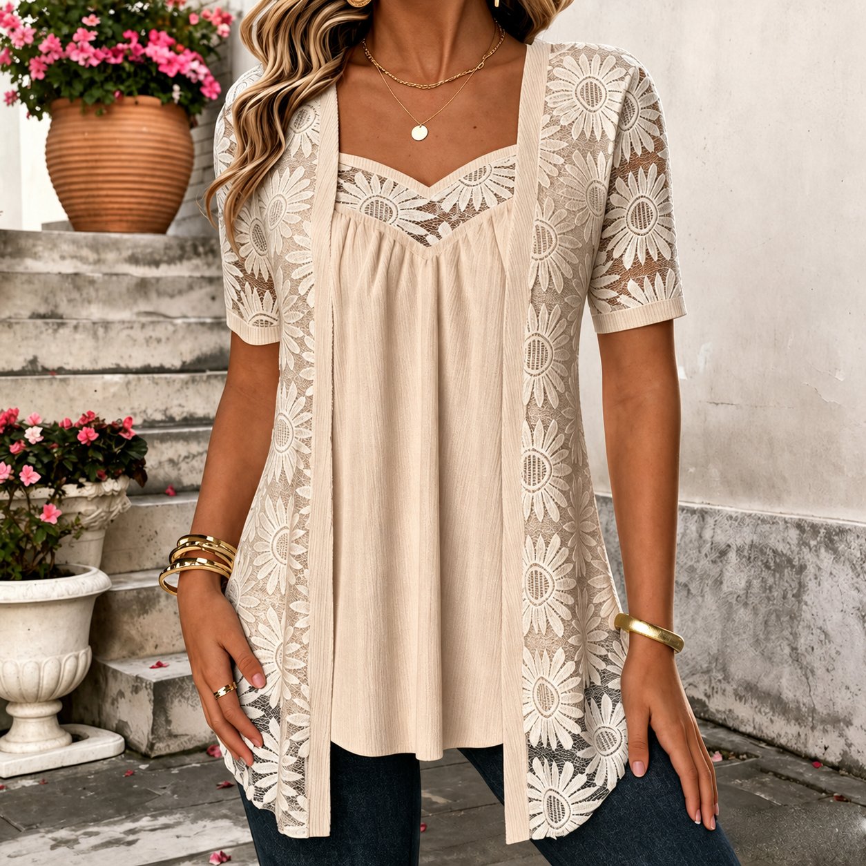 Maud - Elegante kanten blouse voor dames Back