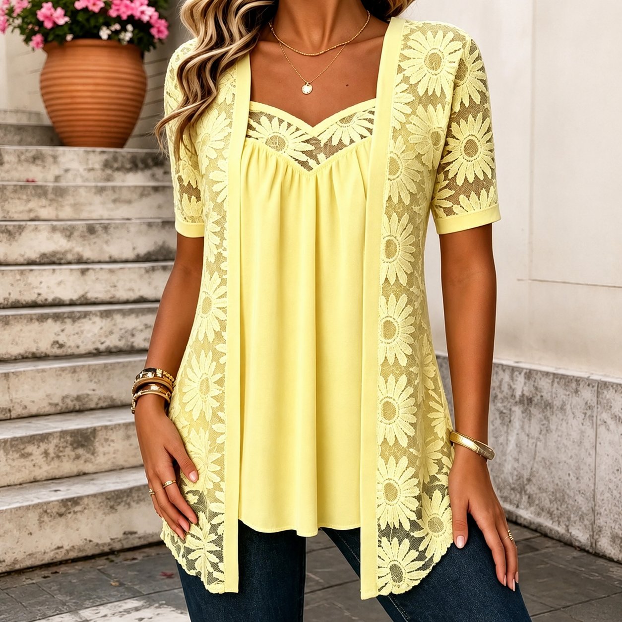 Maud - Elegante kanten blouse voor dames Full