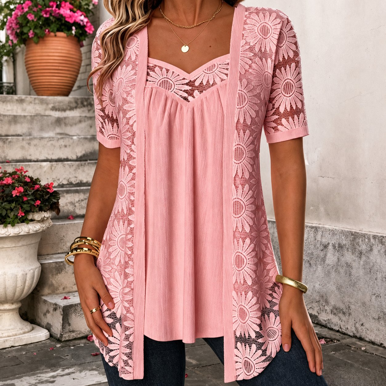 Maud - Elegante kanten blouse voor dames Side